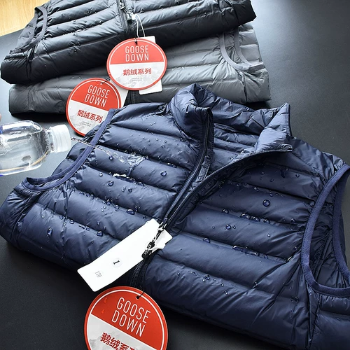 Водонепроницаемая бархатная ткань, демисезонный удерживающий тепло жилет с пухом, майка топ, куртка, гусиный пух