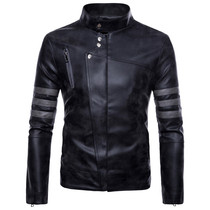 Spring and Autumn retro motorcycle mens leather clothing European and American motorcycle riding leather jacket old stand collar motorcycle leather jacket