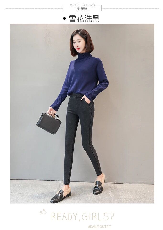 Quần legging cạp cao Nam Cực mùa đông 2018 nữ mới cộng với nhung dày mặc ấm áp size lớn bó chân quần lót lông nữ trung niên