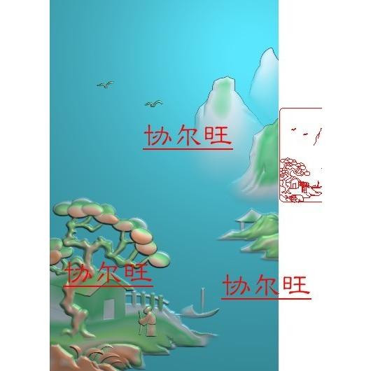 Exquisite chart JDP gray diagram BMP relief chart 46 plate white jade sculpture water and water fishing boat