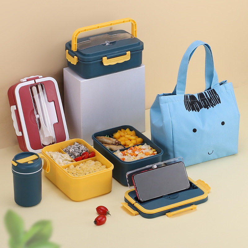 Lunch Box Office Worker Large Capacity Three Sets Square Convenient Lunch Box Students Adults Can Microwave Heated jdv4