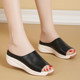 真皮厚底拖鞋女2025年夏季鱼嘴凉鞋平底凉拖外穿坡跟镂空女鞋