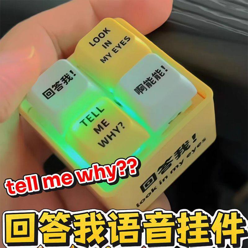 回答我 lookmyeyes 解压按键玩具发声语音钥匙扣 小键盘发音发光