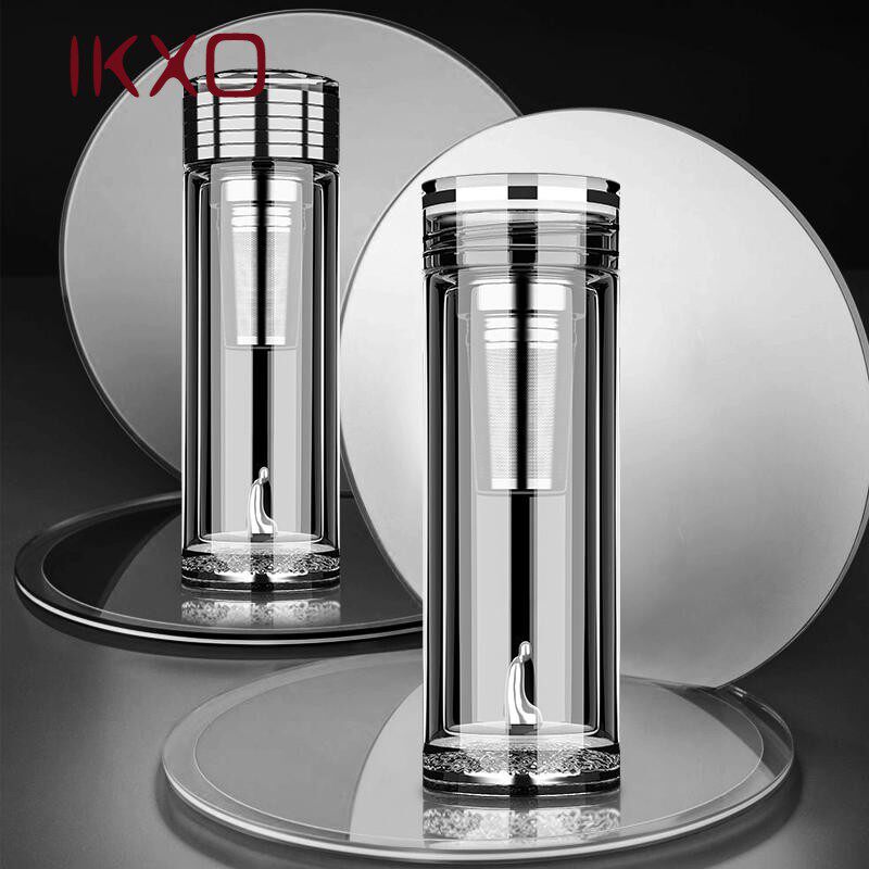 IKXO 999 pure silver double glass consciousness cup men's insulation cup business car office bubble tea cup