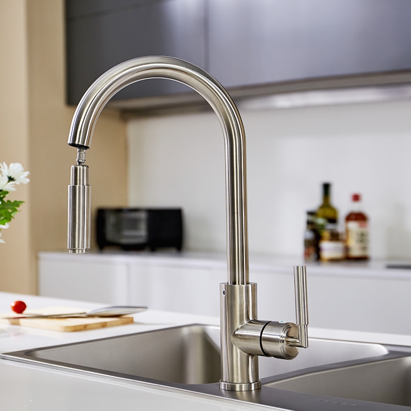 Jiumu kitchen faucet Rotary pull-out faucet Kitchen mixing valve Hot and cold washing dish sink water sink faucet