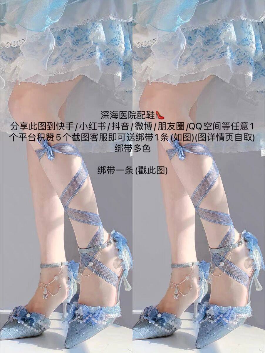 Обувь 原创深海医院花嫁lo鞋尖头芙拉小姐手作优雅高跟鞋百搭lolita茶会
