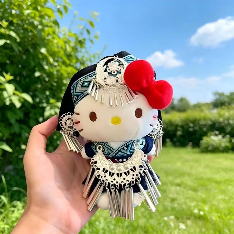 Phoenix Ancient City Cultural and Creative Miao Clothing Hello Kitty Miao Silver Embroidery Doll Pendant