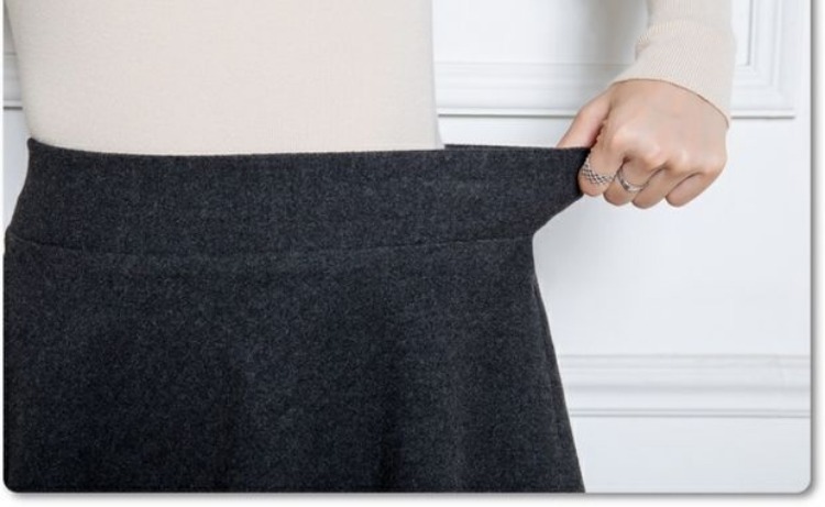 Cộng với phân bón XL cho phụ nữ 200 kg váy thun eo mùa thu và mùa đông váy ngắn chất béo mm quần lửng len chống sáng chân váy hoa xòe