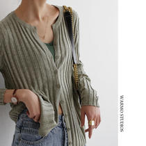 Warmo 2022 autumn and summer outfit pit strip wool thin section slim-fit long-sleeved knitted sweater womens sun protection top cardigan jacket