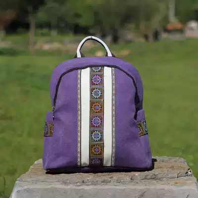 New fashion National style canvas backpack lightweight bag ladies shoulder bag Joker student bag 9810