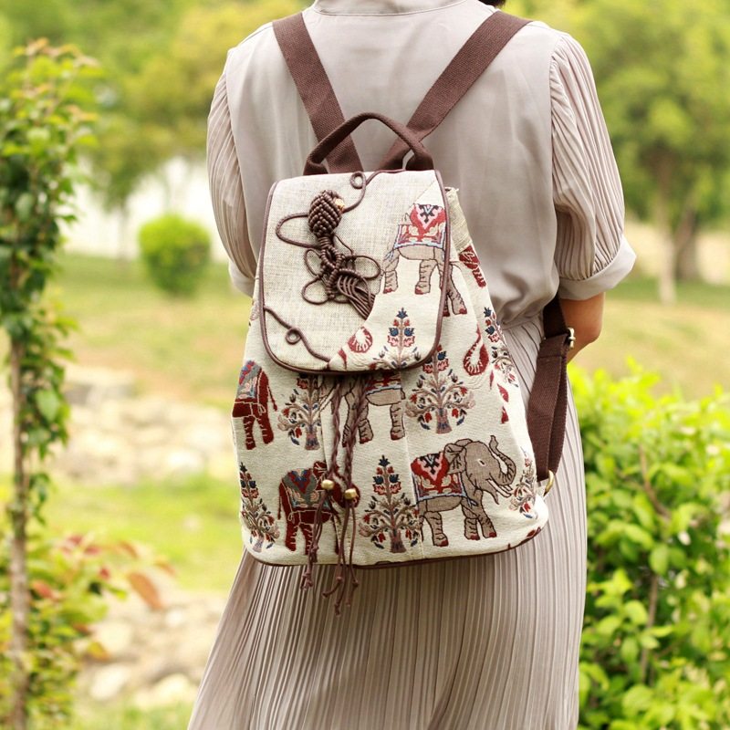 Yunnan cotton and linen bag simple ethnic style bag female 2019 new tide elephant shoulder bag M9622