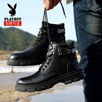 Playboy Martin boots mens high-top tooling boots British booties trendy shoes mens shoes mid-help mens leather boots