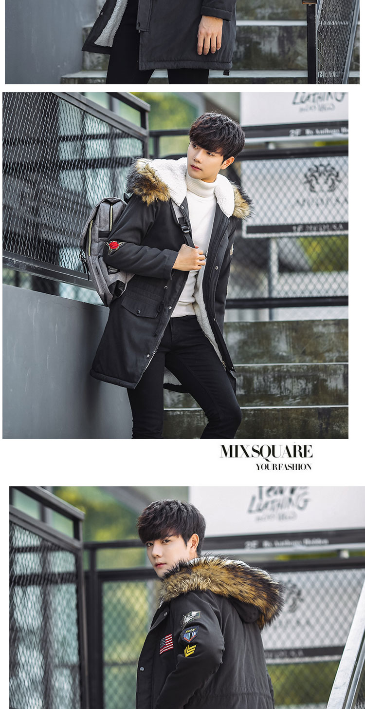 Mùa đông cừu cashmere ấm áo khoác nam cộng với phân bón XL lông lớn cổ áo không khí phù hợp với cặp đôi áo khoác áo parka nam