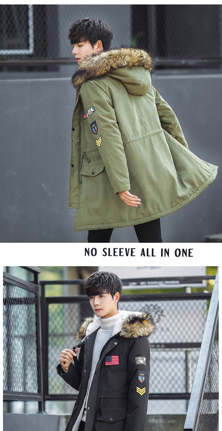 Mùa đông cừu cashmere ấm áo khoác nam cộng với phân bón XL lông lớn cổ áo không khí phù hợp với cặp đôi áo khoác áo parka nam