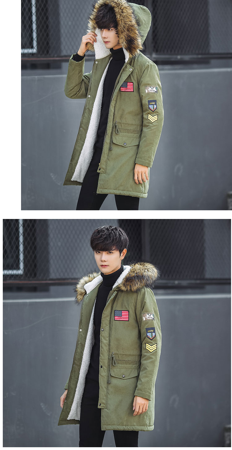 Mùa đông cừu cashmere ấm áo khoác nam cộng với phân bón XL lông lớn cổ áo không khí phù hợp với cặp đôi áo khoác áo parka nam