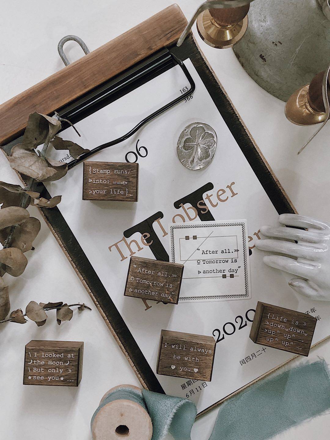 (Xiao Lin a few) Spot BE YOURSELF original series English small short sentence beech wood retro seal