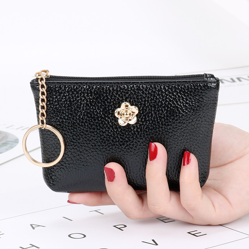 Coin purse women's short section small wallet soft leather zipper coin bag clutch bag document bag key card bag wallet bag bag