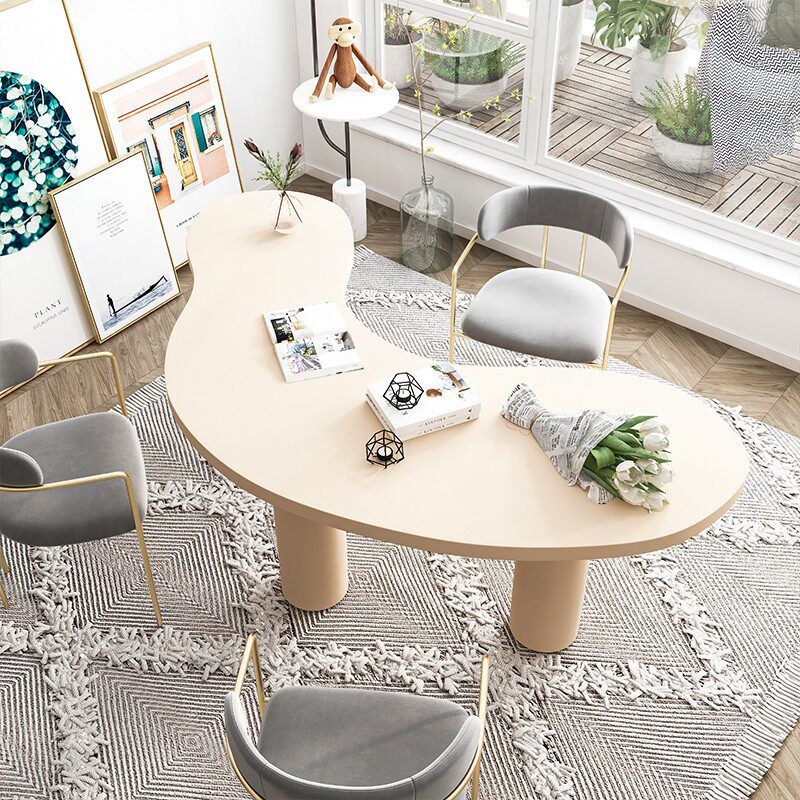 Nordic computer desk minimalist solid wood boss desk curved home light luxury log desk designer workbench