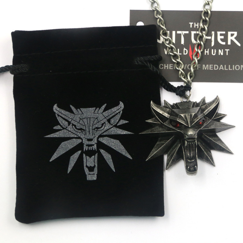 High-Quality the Witcher 3 Wild Hunt Style Necklace Pendant, Witcher Necklace, the Witcher 3 Metal 3D Wolf Head