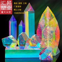 Laser acrylic plate colorful processing rainbow color plate advertising showroom store decoration custom crystal diamond special shape
