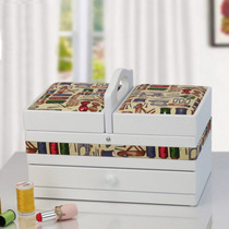 Needlework box Wooden household high-grade multi-functional sewing thread storage box Wedding gift treasure box British style