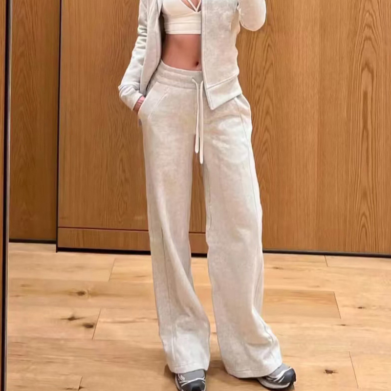 Xier Scb Sports Wide-Leg Pants, Autumn and Winter Fleece Version, Are Very Soft and Have a Nice Drape