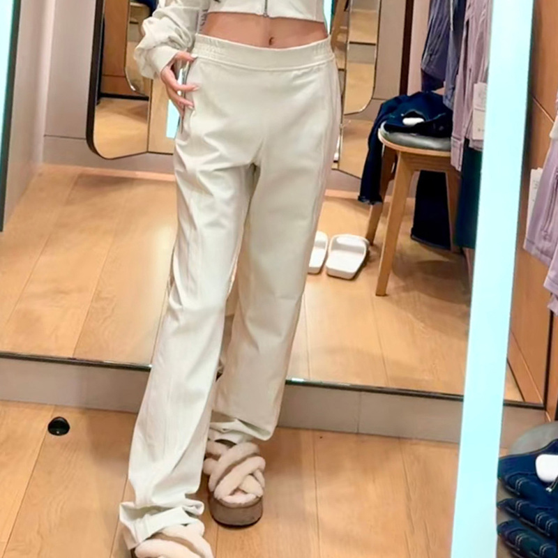 4.6 Light Ivory White Df Mid-Waist Elastic Wide-Leg Sports Pants with a Perfect Fit, Who Can Understand How Good It Is?