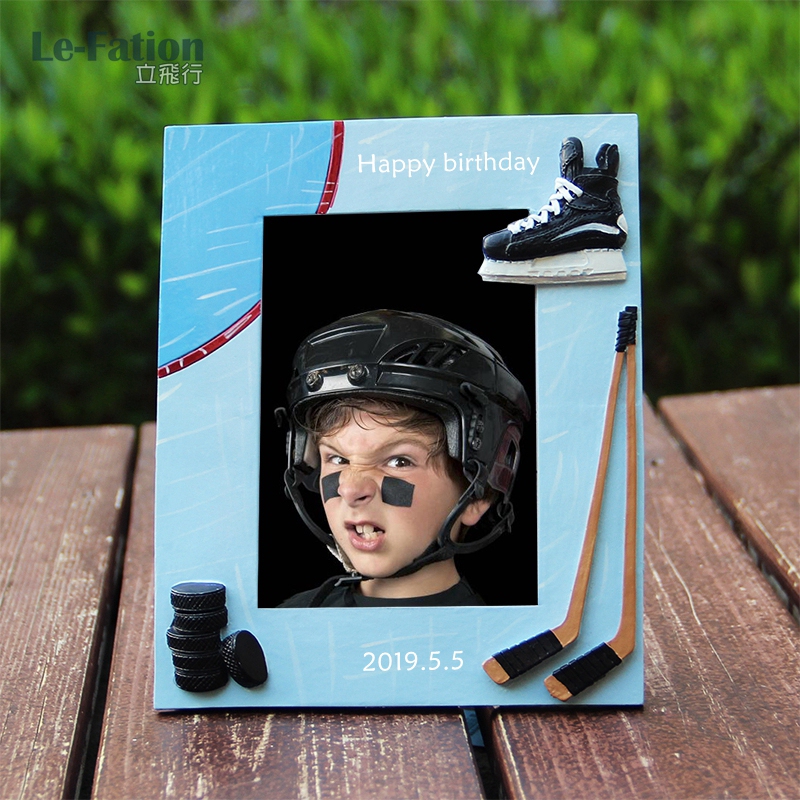 Ice Hockey Creative Three-Dimensional Craft Birthday Gift Team Souvenir Competition Gift Soft Decoration Photo Frame Ornament