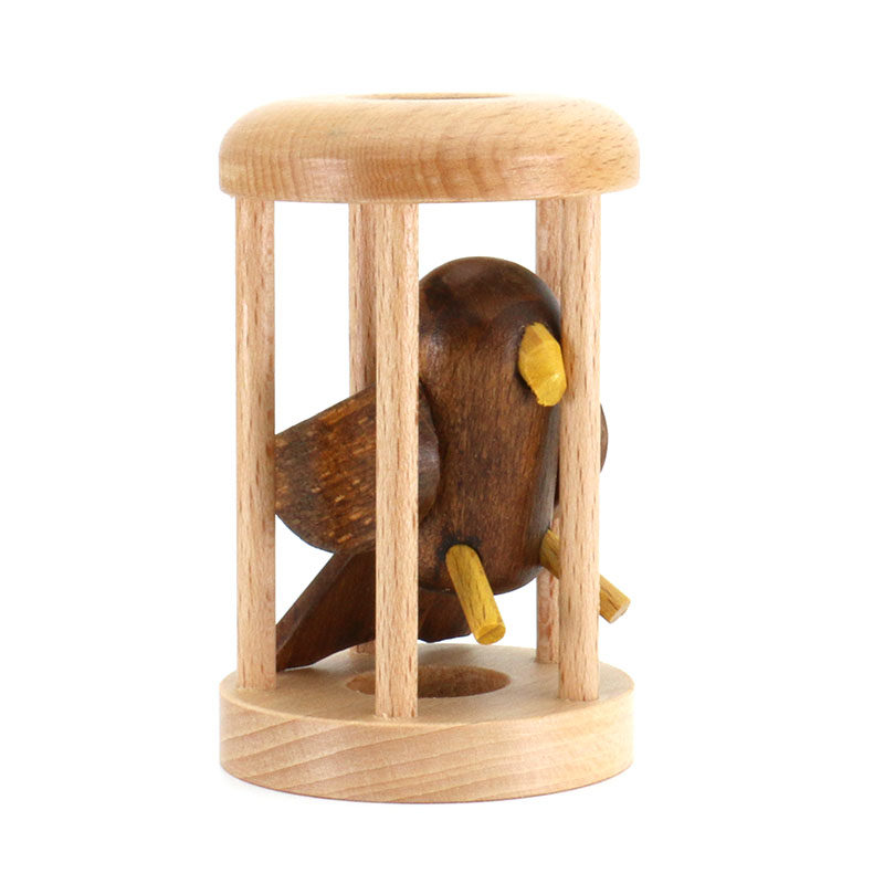Настольная игра owl in cage 笼中之鸟笼中取物孔明锁智力益智解谜玩具木质猫头鹰