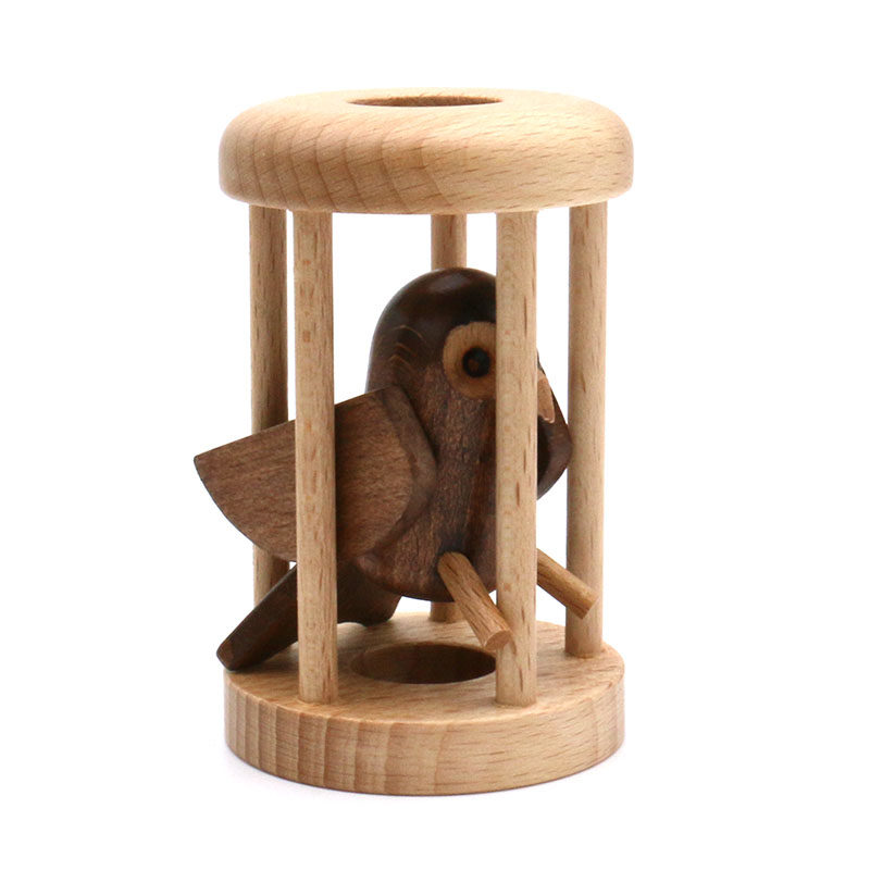 Настольная игра owl in cage 笼中之鸟笼中取物孔明锁智力益智解谜玩具木质猫头鹰