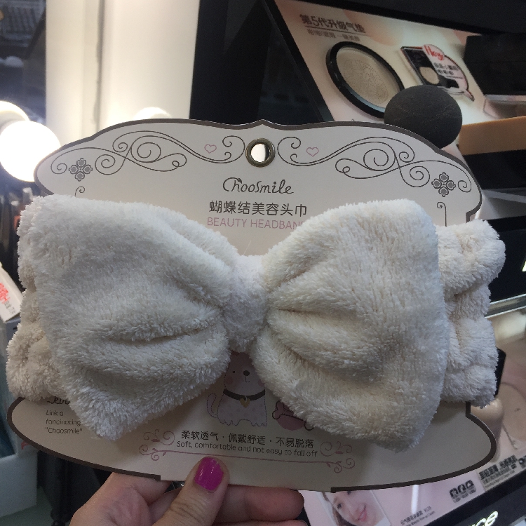 Anecdotes new pint butterfly knot cosmetic headscarf hair with soft water absorption strong and breathable not easy to fall off