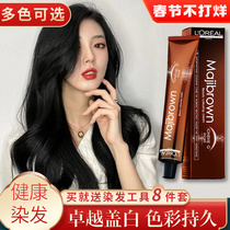 L 'Oré al Hair Dye Paste Pure Chestnut Brown Plant Natural Non-irritating Dye Paste 2021 Popular Black Tea Color Female White Hair