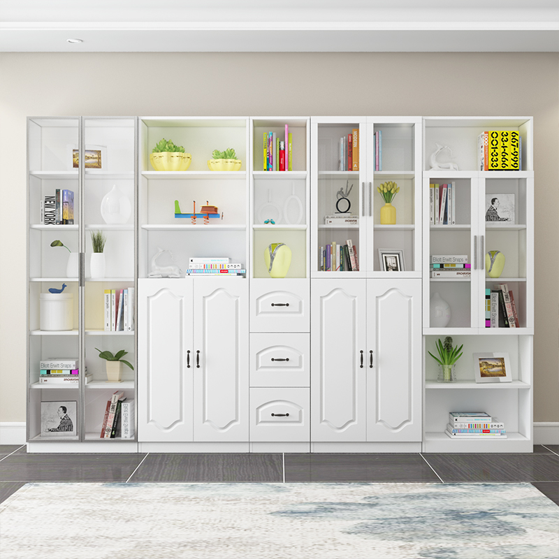 Bookshelves Simple Modern Office Cabinets with Glass Door Collection Lockers Free Combination European