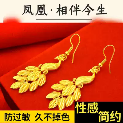 Vietnam sand gold earrings 2021 New Tide earrings Jewelry earrings female 999 tassels do not fade flowers married