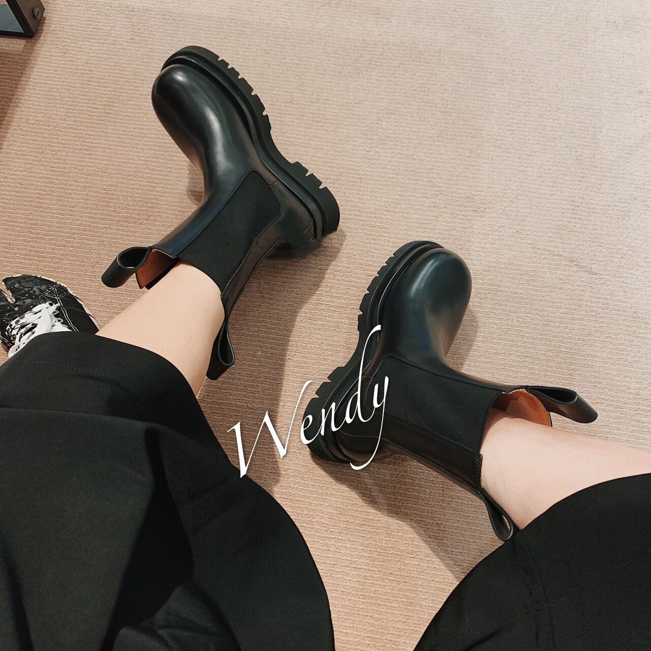 Martin Boots Genuine Leather Thick Bottom Thin Chelsea boots Cigarette Boots BOOTS SPRING AUTUMN INGLÉN WINES SHORT BOOTS BREATHABLE b v