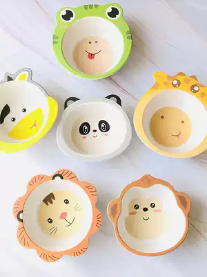 Bamboo Fiber Children's Tableware Bowl Children's Bowl Cartoon Home Portable Kindergarten Dining Bowl Cute Baby Supplementary Bowl