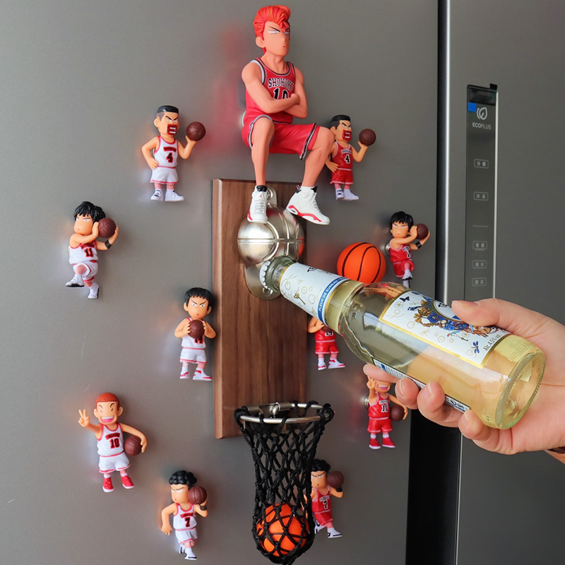 Basketball refrigerator wall-mounted beer bottle screwdriver soft magnet refrigerator decoration bottle opener dunk master bottle opener