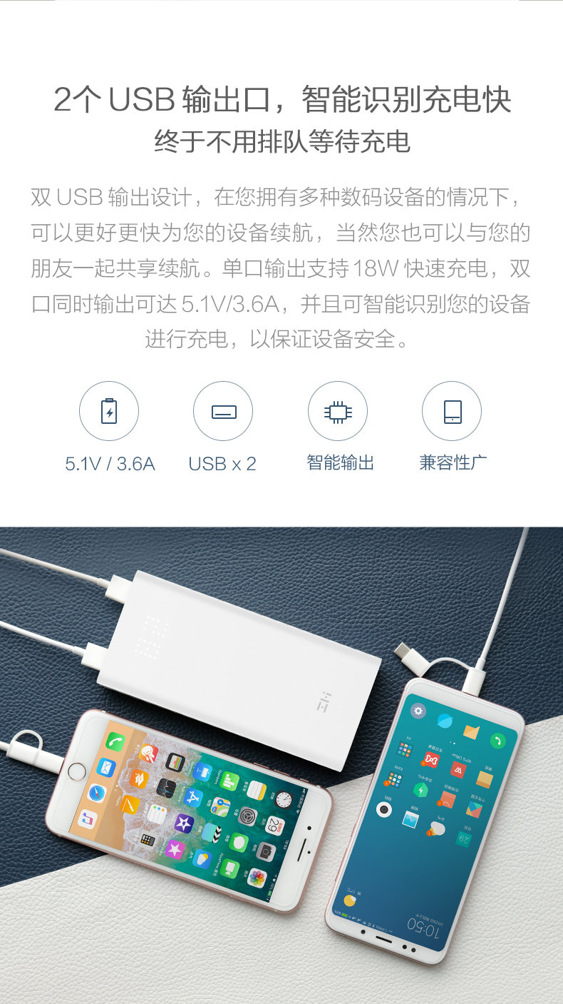ZMI tím điện thoại di động kỹ thuật số 20.000 mA Type-C hai chiều nhanh phí phí ​​đèn flash áp dụng cho một dung lượng lớn sạc kho báu của Apple kê OPPO Huawei mỏng nhỏ gọn vivo điện thoại di động - Ngân hàng điện thoại di động sạc dự phòng oppo