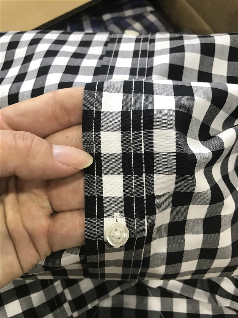 Công ty XX hàng! Đừng bỏ lỡ nó! Mùa thu mới nam kinh doanh giản dị cotton áo sơ mi kẻ sọc dài tay áo sơ mi trắng tay ngắn