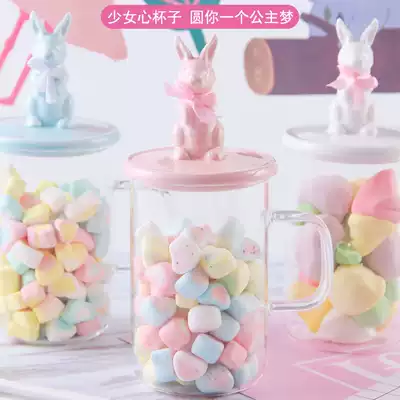 ins Nordic Oats Breakfast Cup with lid spoon cute rabbit soft sister glass girl heart water cup can be Microwave