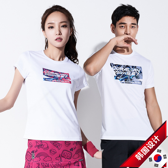 Korean can Lean badminton suit men and women short sleeves Breathable Speed Dry Couple Fashion slim fit Comfortable Sportswear
