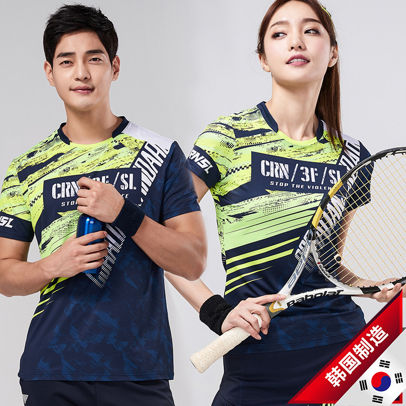 Korean Badminton Uniform Men's and Women's Short-sleeved Breathable Quick-drying Top Couple Fashion Slim Slim Comfortable Sports Suit