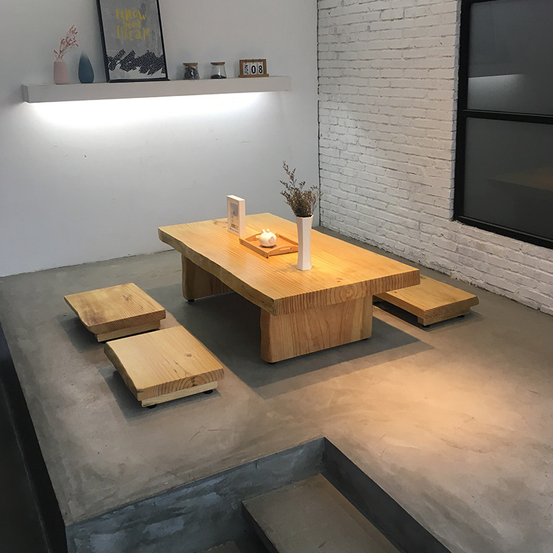 Tatami table small tea table day style short table home solid wood kang table terrace balcony log tea table short table