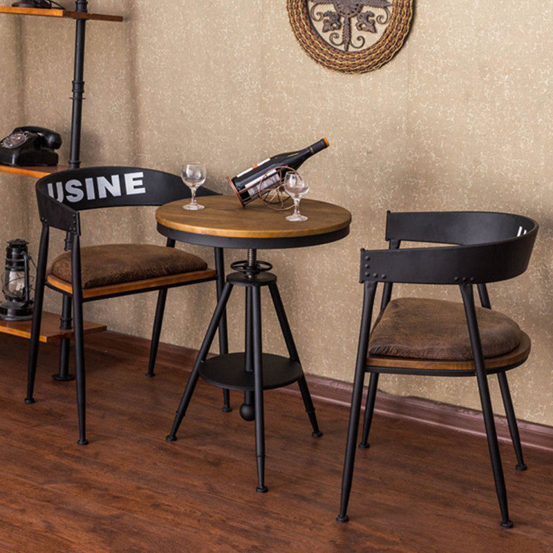 Bar Armchair Solid Wood Modern Minimalist Bar Chair Retro Stool Negotiation Table Small Round Table Chairs Balcony Table And Chairs Combination