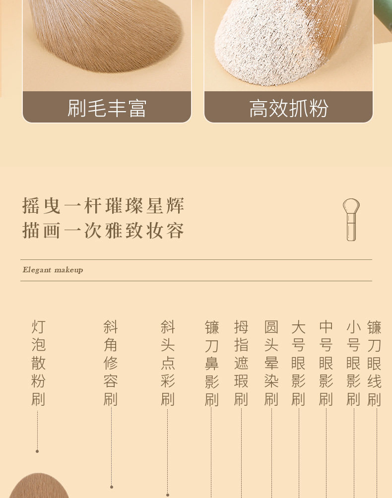 魅丝蔻 青萝化妆刷套装10支装【抗菌丝刷毛 一套搞定精致妆容】