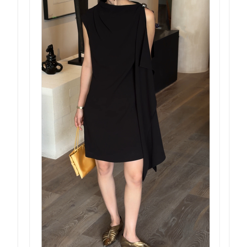 Shanji【Elegant Poetry】Acetate Asymmetric Dress, Heavy Craftsmanship, Niche Design, High-End Temperament, Light Formal Dress for Summer Shanji【Elegant Poetry】Acetate Asymmetric Dress, Heavy Craftsmanship, Niche Design, High-End Temperament, Light Formal Dress for Summer