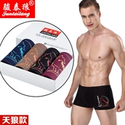 4 món quà đóng hộp đồ lót nam boxer cotton 100% cotton thể thao thoáng khí trẻ trung eo giữa bốn góc phiên bản Hàn Quốc