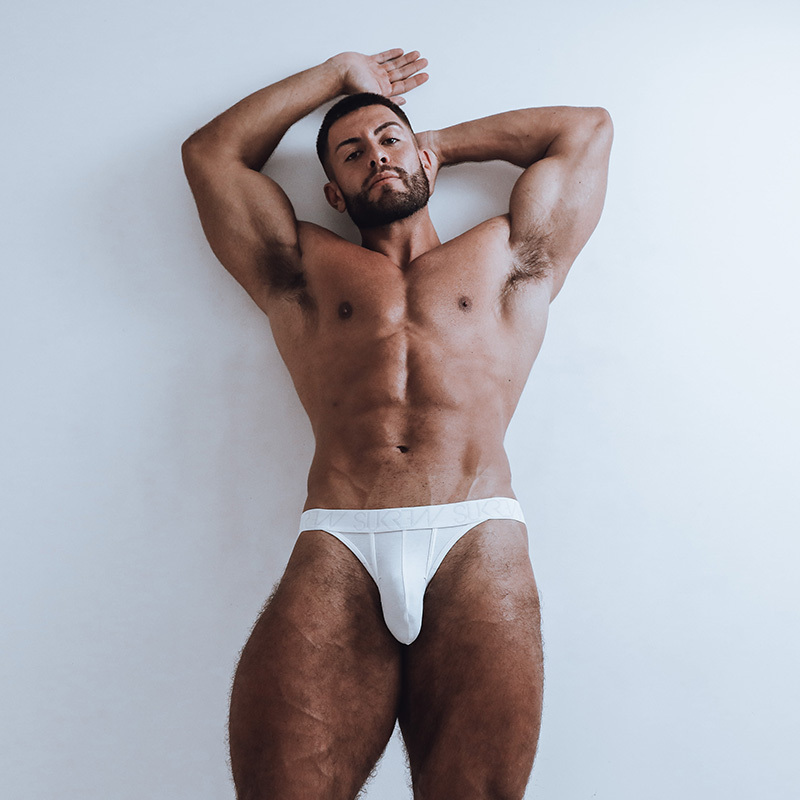 Sukrew Men's Briefs, Sexy Low-Rise, High-Cut, Cotton, High-Elasticity, Breathable, U-Convex, Three-Dimensional Large Pouch Stg