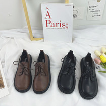 Small Leather Shoes Women Fall Students Han Edition 100 Hitch Retro Yinglun Wind Black Japanese Soft Leather Big Head Shoes Cute Dolls