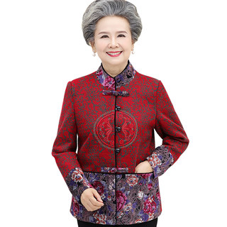 Middle-aged and elderly women's autumn clothes 60 years old 70 grandmother's clothes Tang suit plus velvet coat mother spring and autumn clothes for the elderly